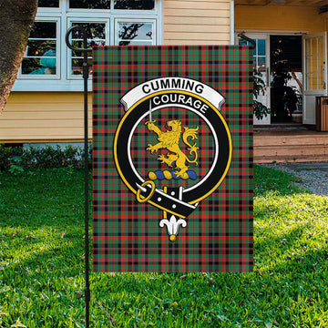 Cumming Hunting Ancient Tartan Flag with Family Crest