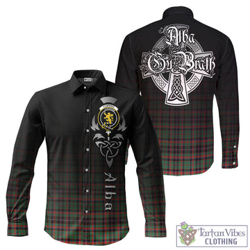 Cumming Hunting Ancient Tartan Long Sleeve Button Up Featuring Alba Gu Brath Family Crest Celtic Inspired