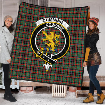 Cumming Hunting Ancient Tartan Quilt with Family Crest