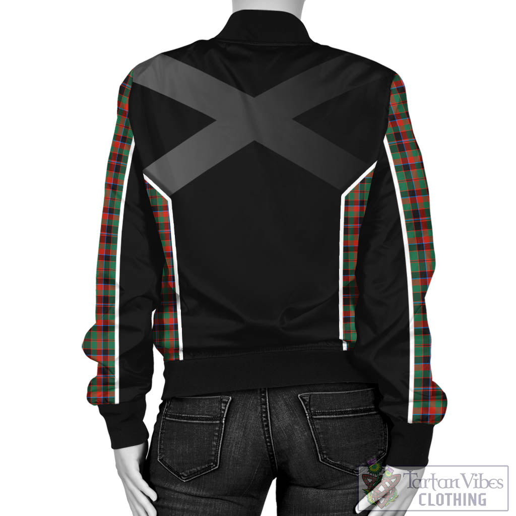 Tartan Vibes Clothing Cumming Hunting Ancient Tartan Bomber Jacket with Family Crest and Scottish Thistle Vibes Sport Style