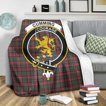 Cumming Hunting Modern Tartan Blanket with Family Crest