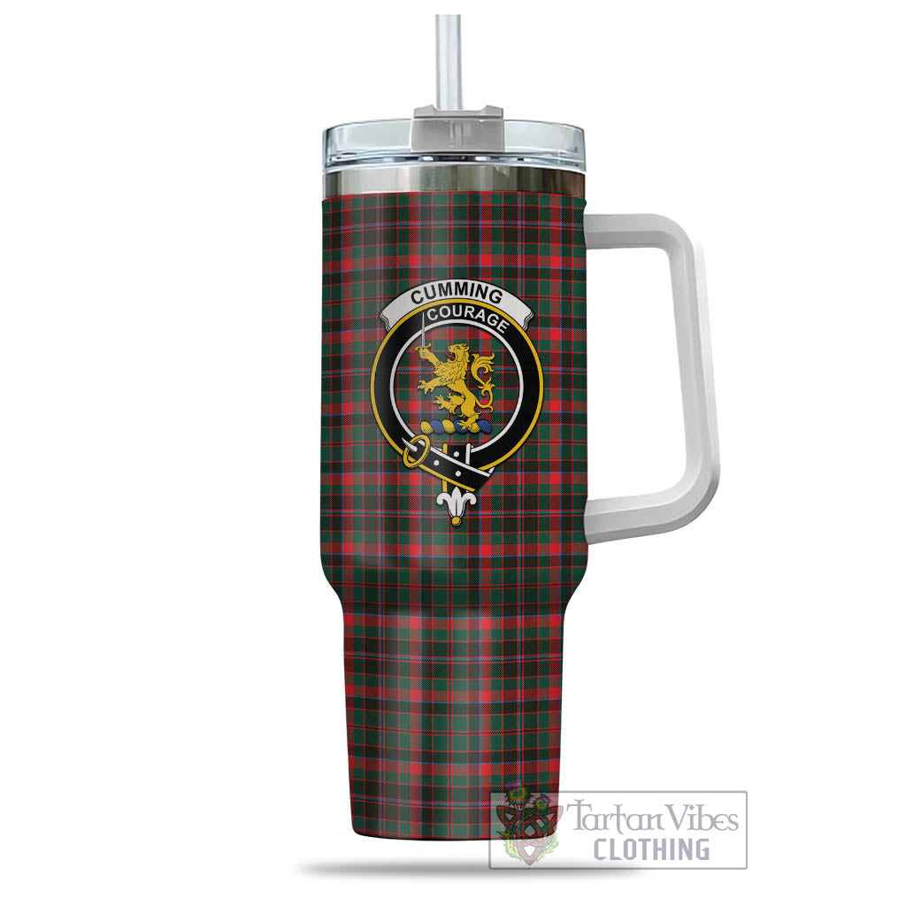 Tartan Vibes Clothing Cumming Hunting Modern Tartan and Family Crest Tumbler with Handle