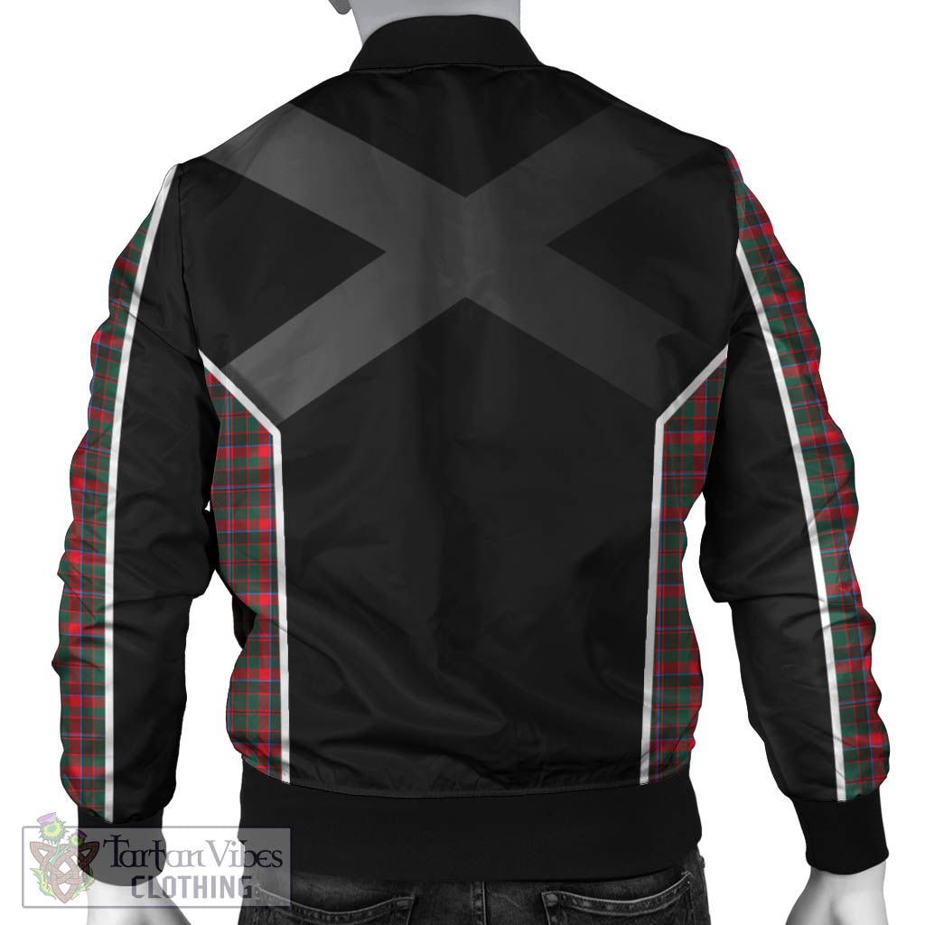 Tartan Vibes Clothing Cumming Hunting Modern Tartan Bomber Jacket with Family Crest and Scottish Thistle Vibes Sport Style
