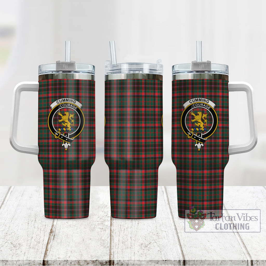 Tartan Vibes Clothing Cumming Hunting Modern Tartan and Family Crest Tumbler with Handle