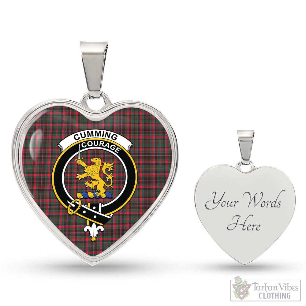 Tartan Vibes Clothing Cumming Hunting Modern Tartan Heart Necklace with Family Crest