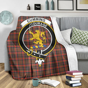 Cumming Hunting Weathered Tartan Blanket with Family Crest