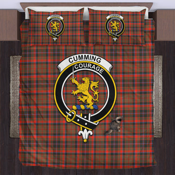 Cumming Hunting Weathered Tartan Bedding Set with Family Crest