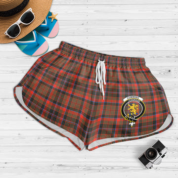 Cumming Hunting Weathered Tartan Womens Shorts with Family Crest