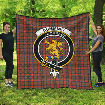 Cumming Hunting Weathered Tartan Quilt with Family Crest