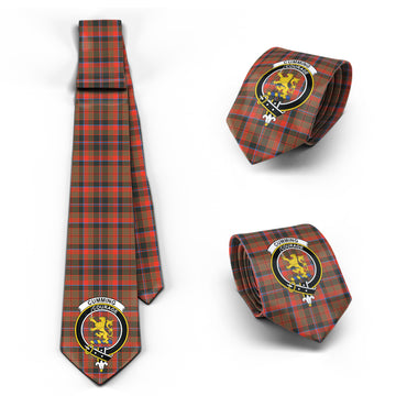 Cumming Hunting Weathered Tartan Classic Necktie with Family Crest