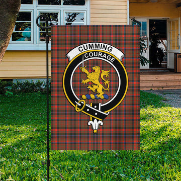 Cumming Hunting Weathered Tartan Flag with Family Crest