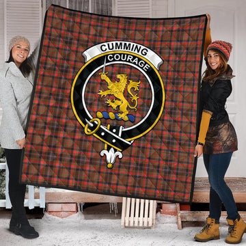 Cumming Hunting Weathered Tartan Quilt with Family Crest