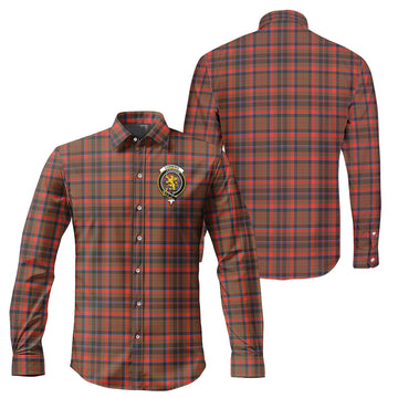 Cumming Hunting Weathered Tartan Long Sleeve Button Up Shirt with Family Crest