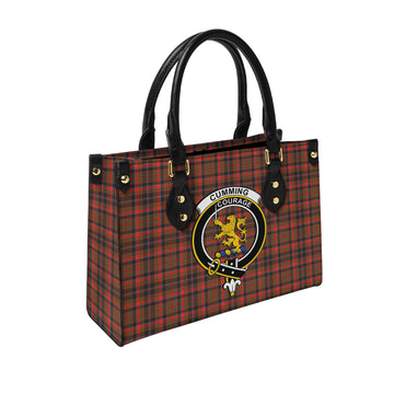 Cumming Hunting Weathered Tartan Leather Bag with Family Crest