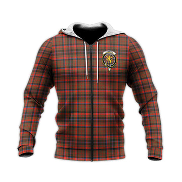 Cumming Hunting Weathered Tartan Knitted Hoodie with Family Crest
