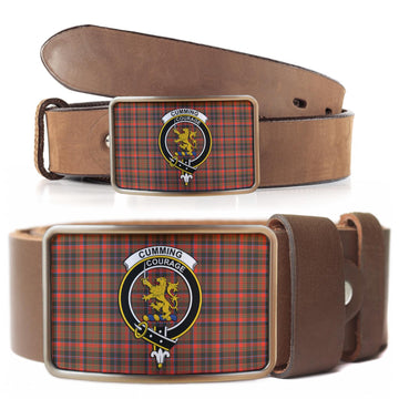 Cumming Hunting Weathered Tartan Belt Buckles with Family Crest
