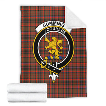 Cumming Hunting Weathered Tartan Blanket with Family Crest