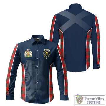 Cumming Modern Tartan Long Sleeve Button Up Shirt with Family Crest and Lion Rampant Vibes Sport Style
