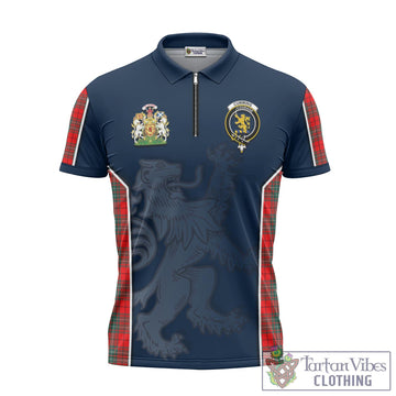 Cumming Modern Tartan Zipper Polo Shirt with Family Crest and Lion Rampant Vibes Sport Style