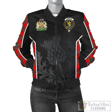 Cumming Modern Tartan Bomber Jacket with Family Crest and Scottish Thistle Vibes Sport Style