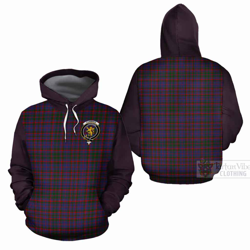 Cumming Tartan Accent Cotton Hoodie with Family Crest