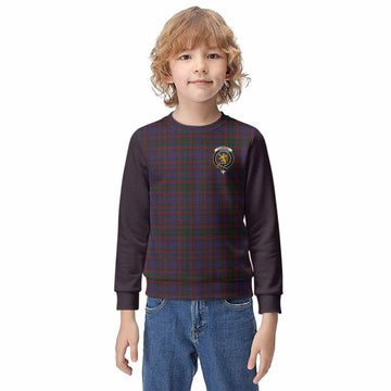 Cumming Tartan Accent Kid Knitted Sweatshirt with Family Crest
