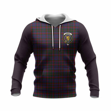 Cumming Tartan Accent Knitted Hoodie with Family Crest