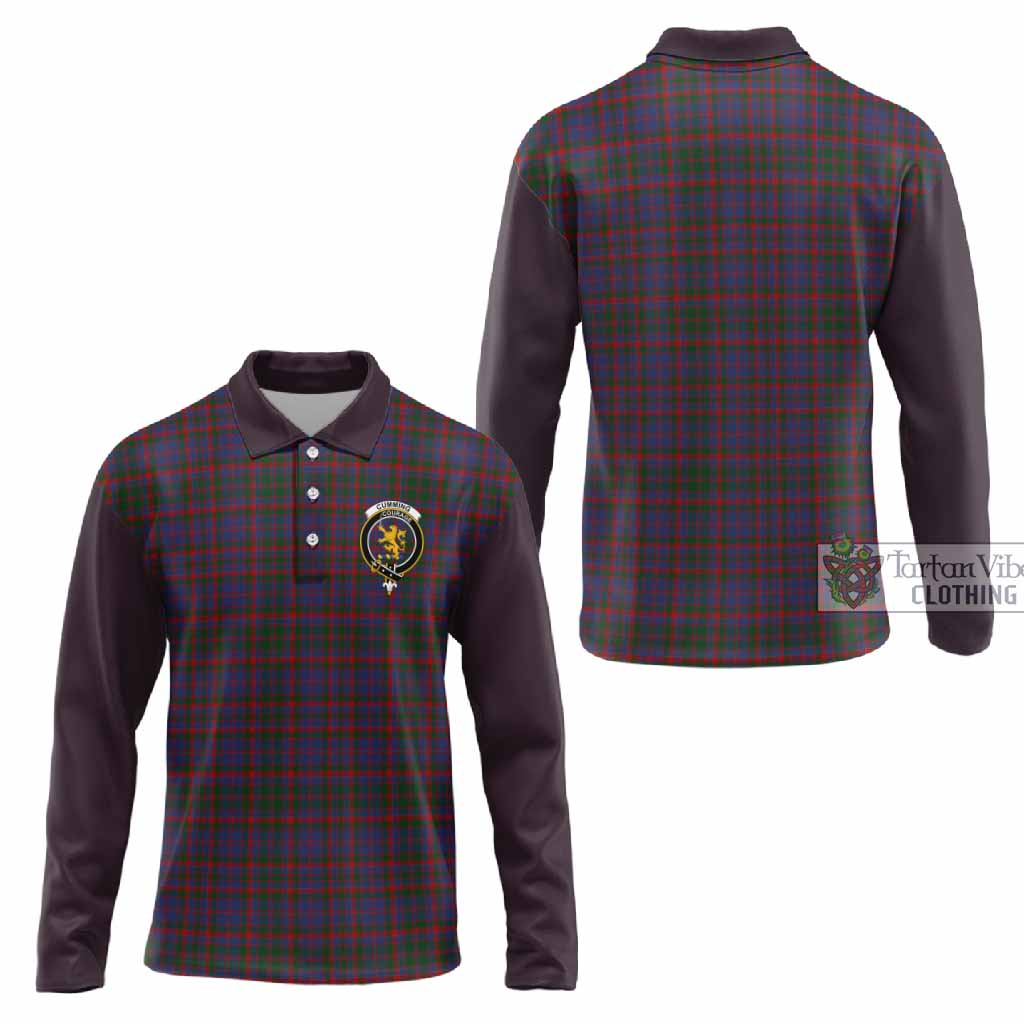 Cumming Tartan Accent Long Sleeve Polo Shirt with Family Crest