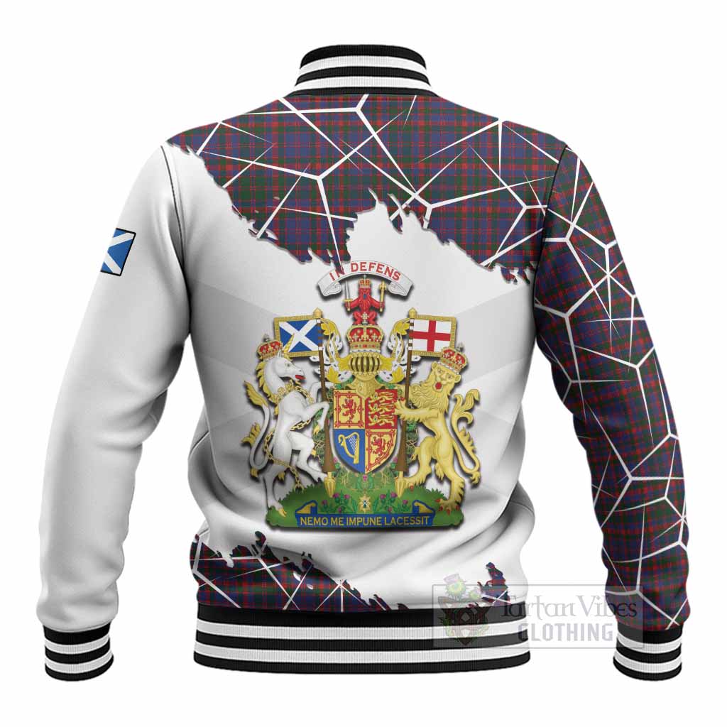 Cumming Tartan Baseball Jacket with Family Crest and Lion Rampant Grunge Style