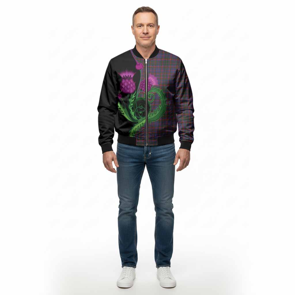 Cumming Tartan Bomber Jacket Traditional Scottish Thistle