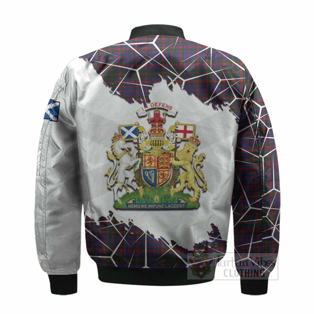 Cumming Tartan Bomber Jacket with Family Crest and Lion Rampant Grunge Style