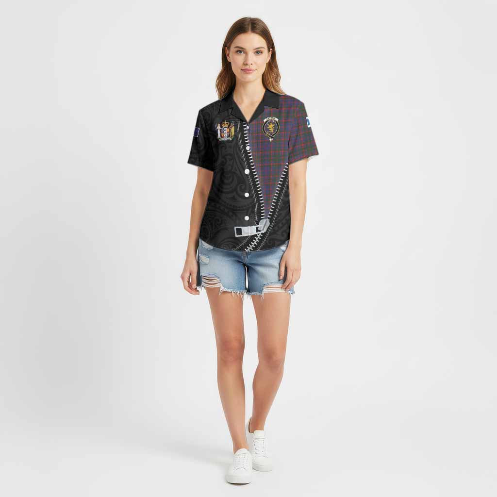 Cumming Tartan Cotton Hawaiian Shirt New Zealand Pattern Unique Zipper Stylized