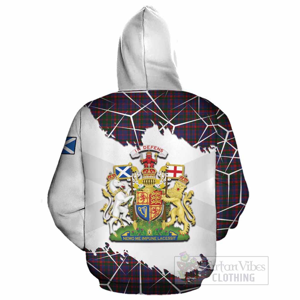 Cumming Tartan Cotton Hoodie with Family Crest and Lion Rampant Grunge Style