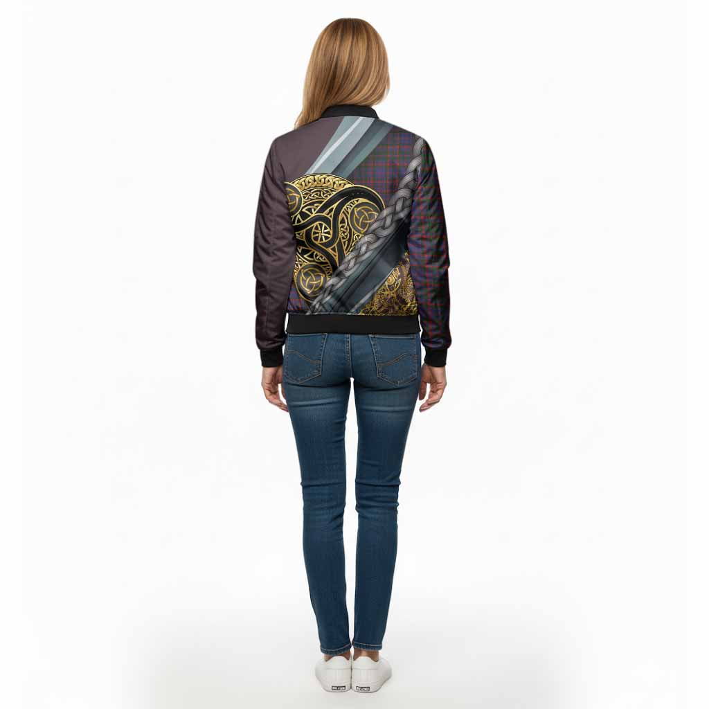 Cumming Tartan Crest Bomber Jacket Scottish Triskele Celtic