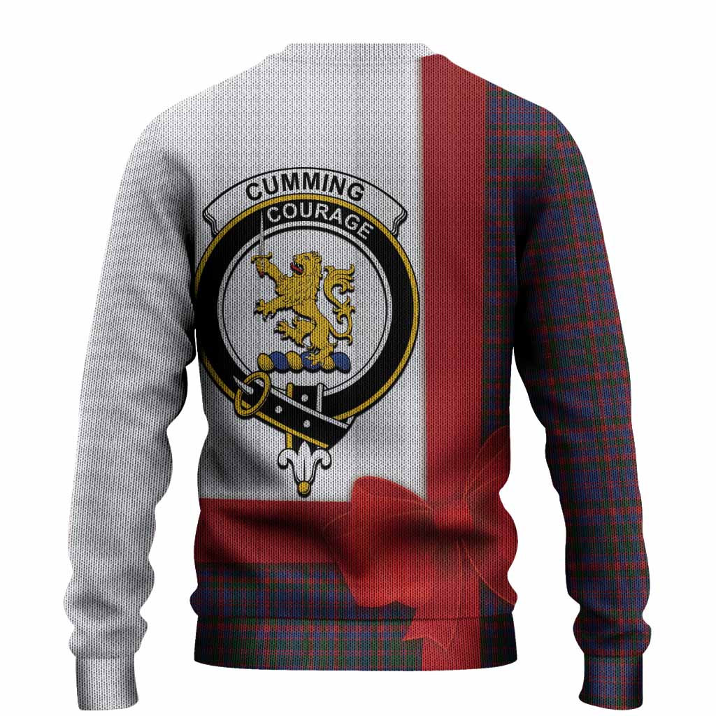 Cumming Tartan Crest Christmas Christmas Ugly Sweater Highland Cow Bagpipes Coquette Bow Style