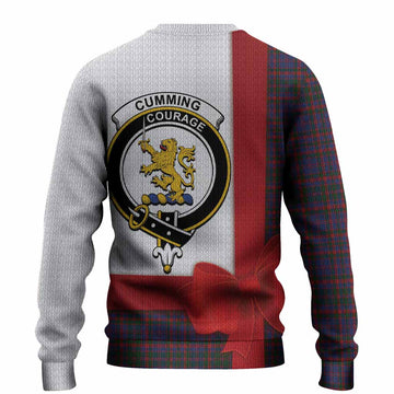 Cumming Tartan Crest Christmas Christmas Ugly Sweater Highland Cow Bagpipes Coquette Bow Style
