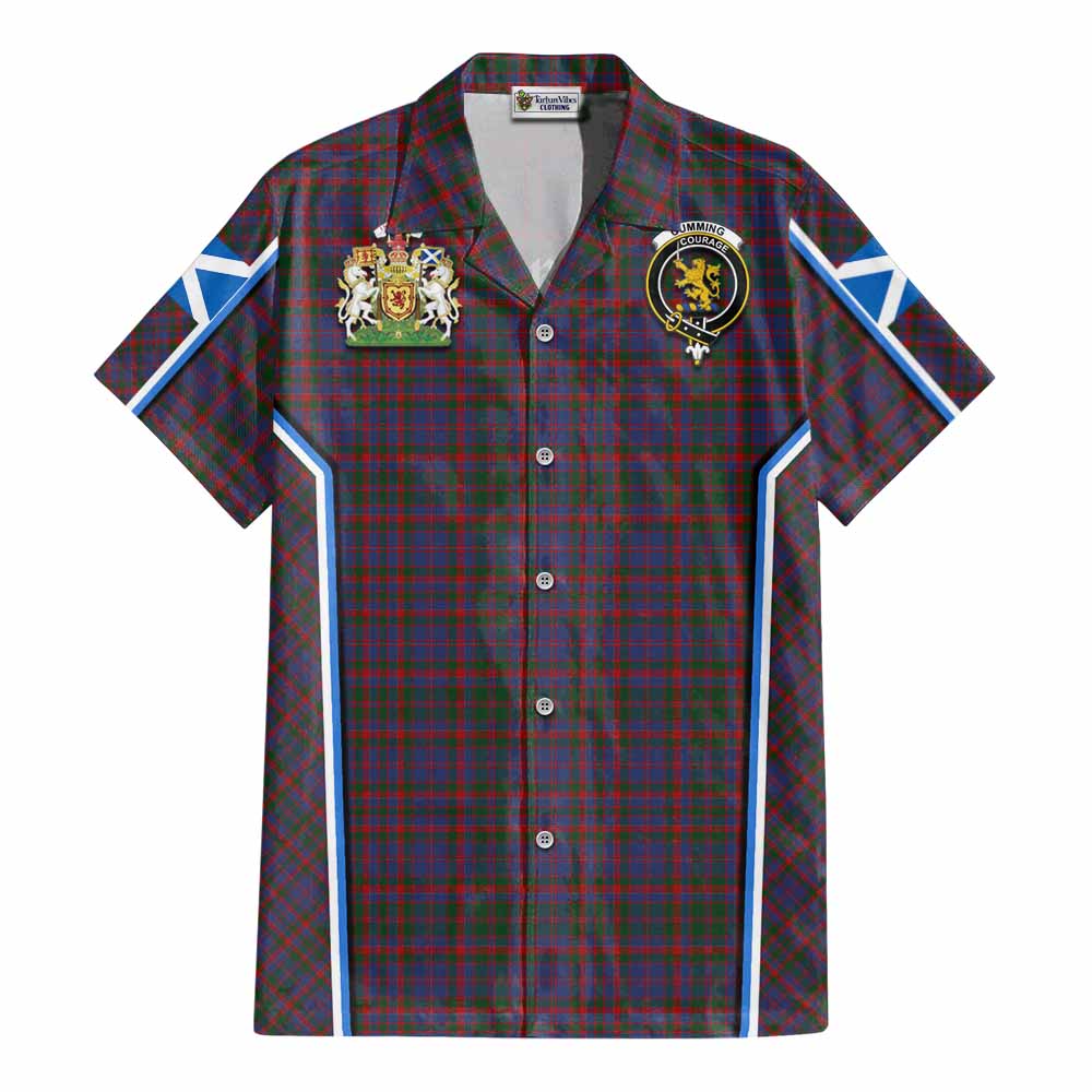 Cumming Tartan Crest Cotton Hawaiian Shirt Scotland Coat of Arm Flag Style - Tartan Vibes Clothing
