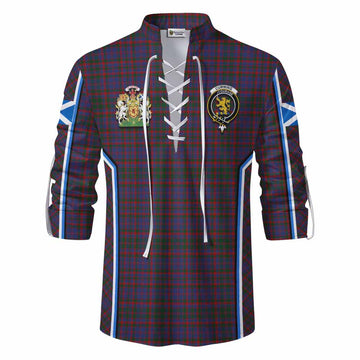 Cumming Tartan Crest Ghillie Kilt Shirt Scotland Coat of Arm Flag Style - Tartan Vibes Clothing