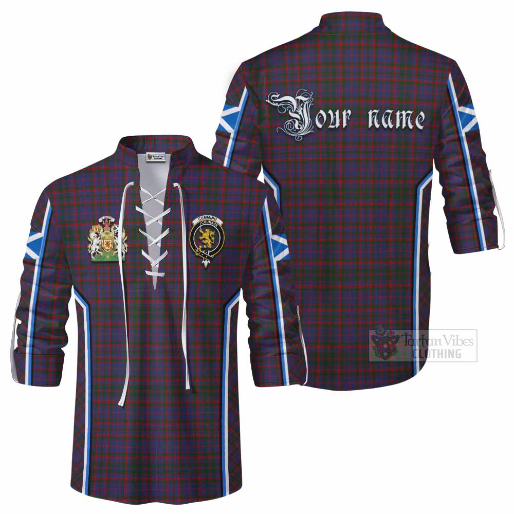 Cumming Tartan Crest Ghillie Kilt Shirt Scotland Coat of Arm Flag Style - Tartan Vibes Clothing