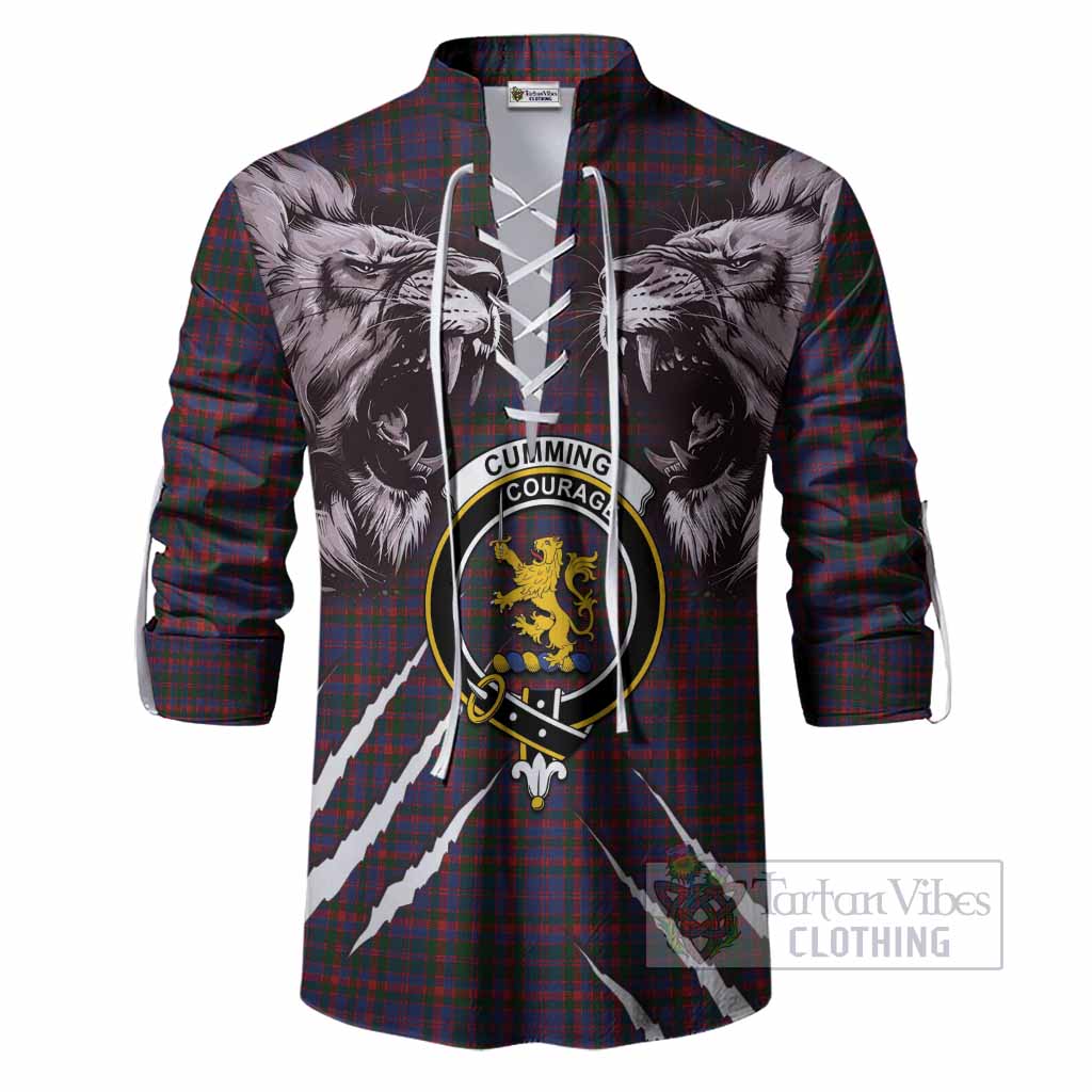 Cumming Tartan Crest Ghillie Shirt Ferocious Lion Style