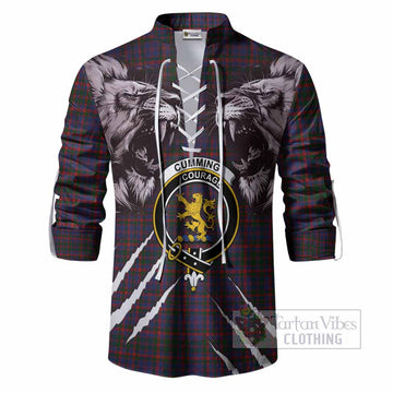 Cumming Tartan Crest Ghillie Shirt Ferocious Lion Style