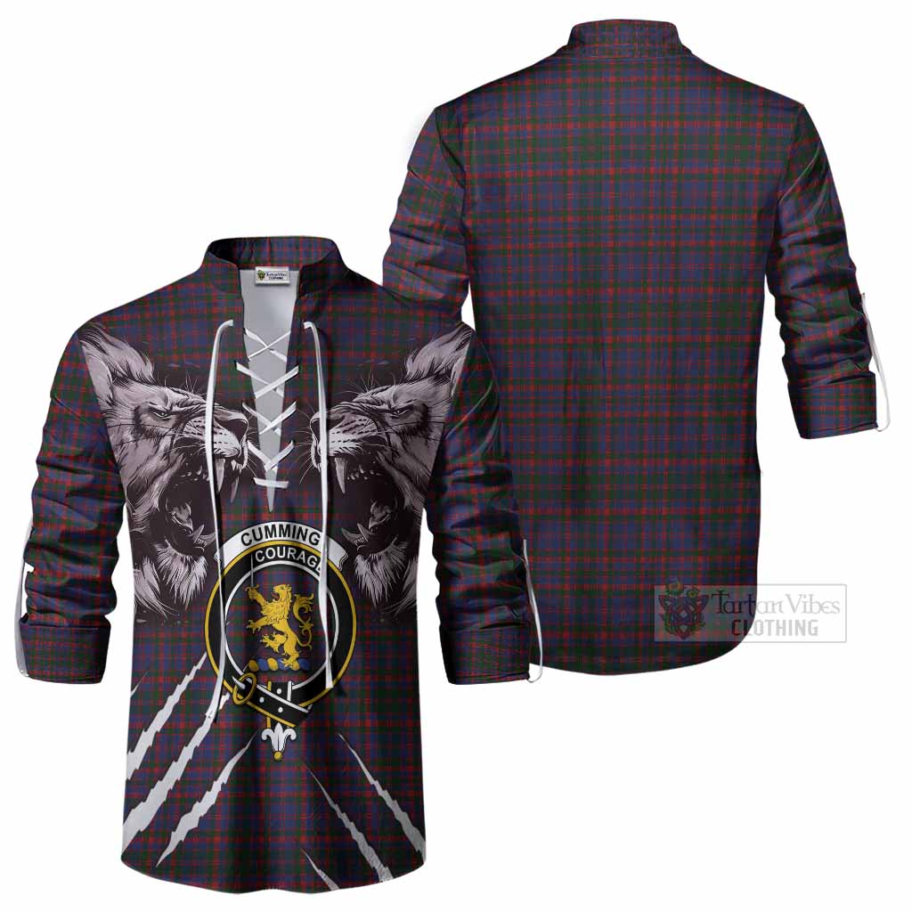 Cumming Tartan Crest Ghillie Shirt Ferocious Lion Style