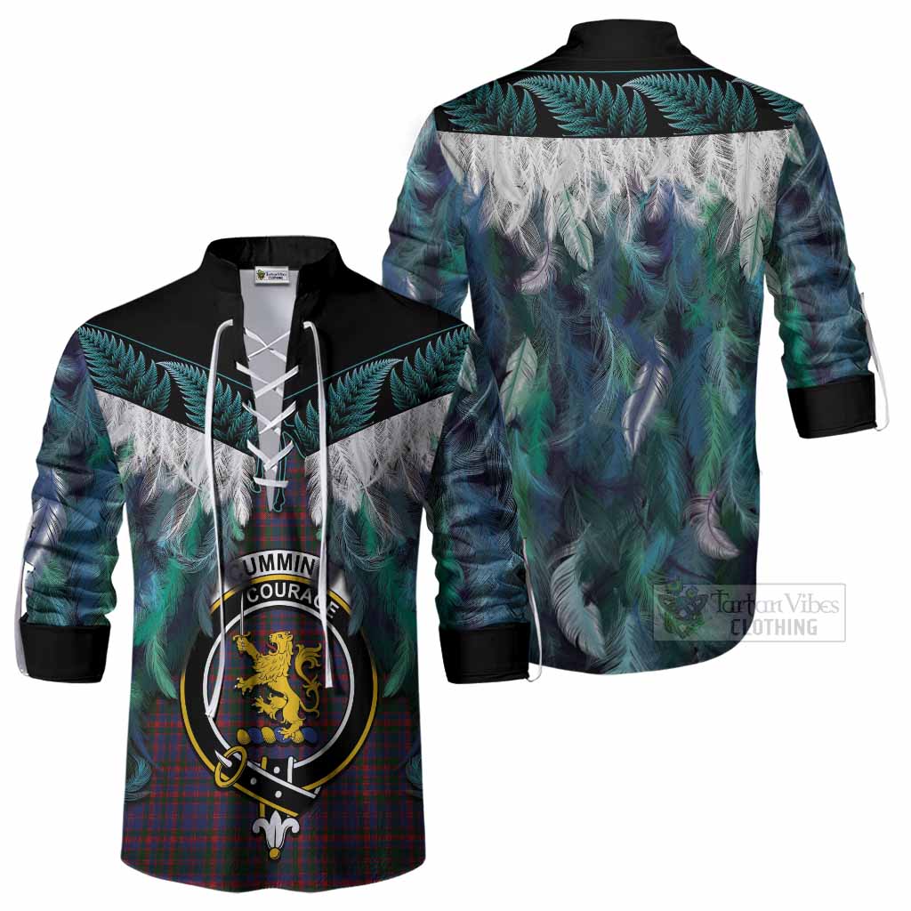 Cumming Tartan Crest Ghillie Shirt New Zealand Maori Korowai Cloak