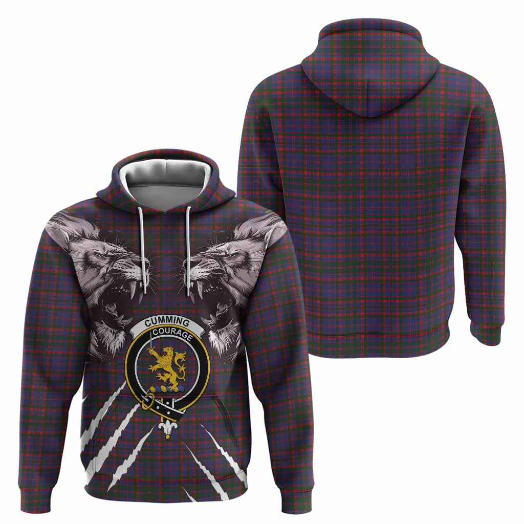 Cumming Tartan Crest Hoodie Ferocious Lion Style