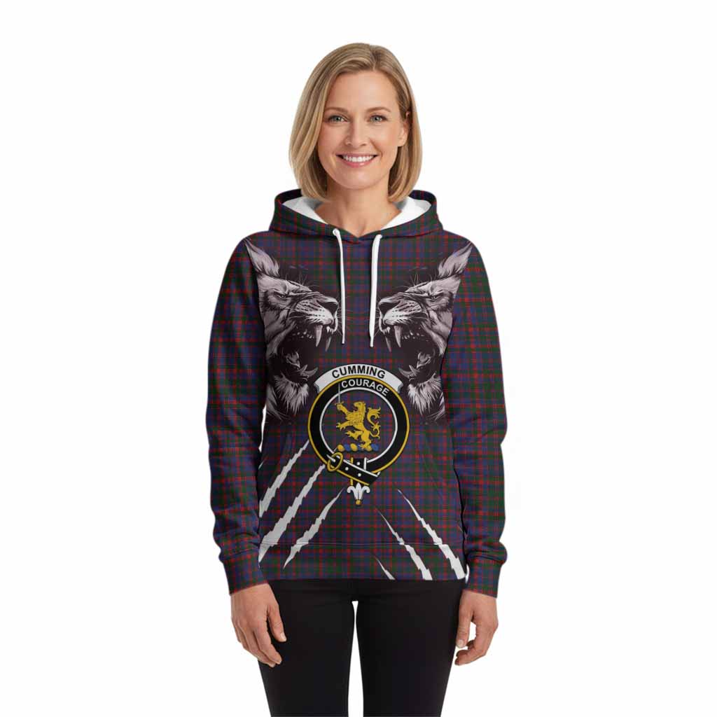 Cumming Tartan Crest Hoodie Ferocious Lion Style