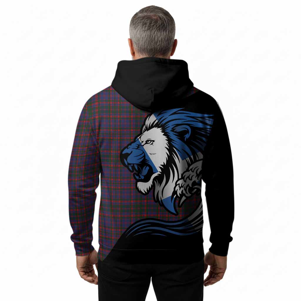 Cumming Tartan Crest Hoodie Scottish Golden Lions Wave Flow