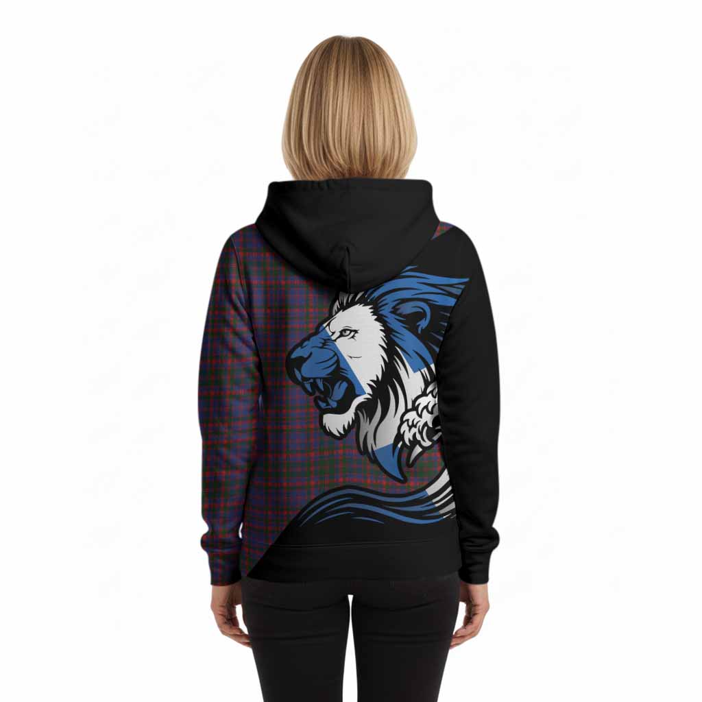 Cumming Tartan Crest Hoodie Scottish Golden Lions Wave Flow