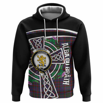 Cumming Tartan Crest Hoodie Scottish Thistle Celtic Cross Alba Gu Brath