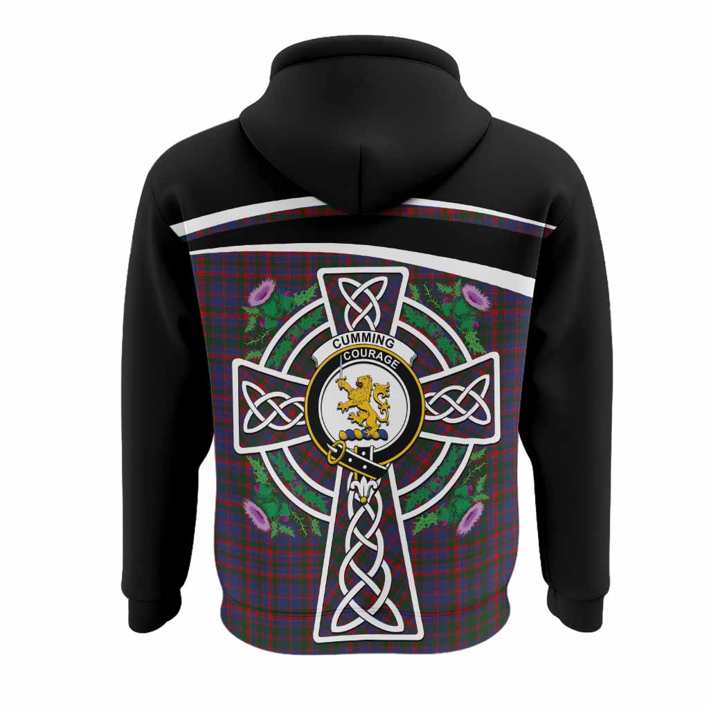 Cumming Tartan Crest Hoodie Scottish Thistle Celtic Cross Alba Gu Brath