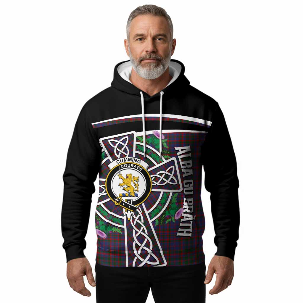 Cumming Tartan Crest Hoodie Scottish Thistle Celtic Cross Alba Gu Brath